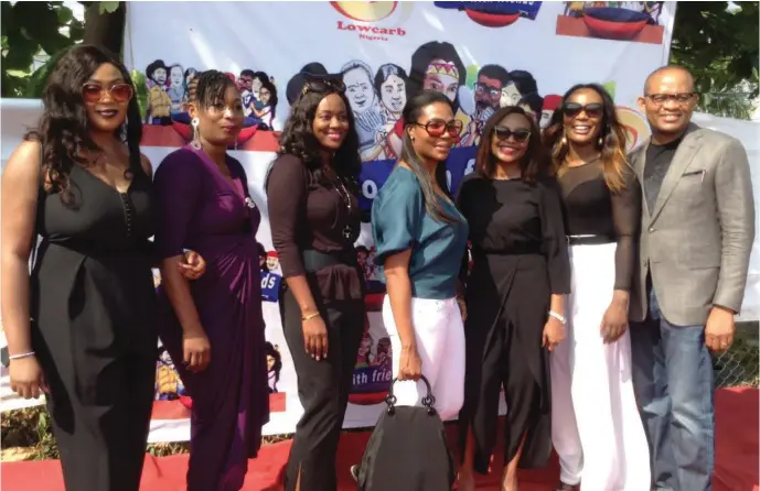  ??  ?? R-L: Group Managing Director, Daar Communicat­ions Plc, Mr. Tony Akiotu, Ms. Endee Akande, Mrs. Amina Turnbull, a former beauty queen, Ms. Nike Oshinowo, the CEO, Lowcarb Nigeria, Ms. Pabara Imoagene, Ms. Goldameir Buhari and Ms. Hauwa Momoh