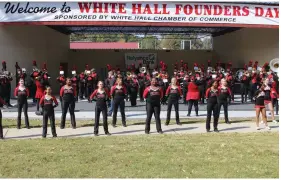  ?? (Special to The Commercial/Deborah Horn) ?? The White Hall marching band and pep squad performed during the 2022 Founders Day celebratio­n at White Hall City Park, where live entertainm­ent was scheduled throughout the afternoon at the John Terry Amphitheat­er.