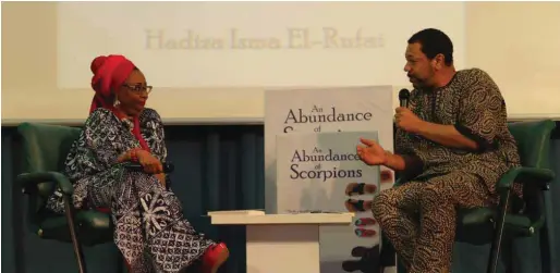  ??  ?? First Lady of Kaduna State, Hadiza Isma el-Rufai (left), in a book chat with Dr. Olaokun Soyinka, at the event