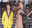  ?? ERIC MCCANDLESS/ABC ?? James Van Der Beek hugs his partner Emma Slater on “Dancing With the Stars.” The couple’s eliminatio­n was widely criticized.