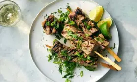  ?? ?? Fish Skewers With Herbs and Lime. David Malosh, © The New York Times Co.