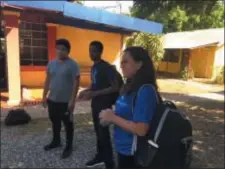  ?? L.A. PARKER - THE TRENTONIAN ?? (L-R) Alexis Perez, Julio Grullon and Melonie Chaves of STEMCivics Charter School attended every work/cultural event during active nine-day stay in Santa Cruz, Costa Rica.