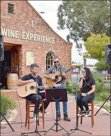  ??  ?? Brendan Smith, Peter Harris and Carolyn Stubbs providing some great tunes at the launch last Thursday.