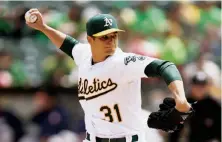  ?? Thearon W. Henderson / Getty Images ?? A’s rookie pitcher Kendall Graveman saw his ERA rise to 8.27 after his third ineffectiv­e start. “That game’s on me,” he said.