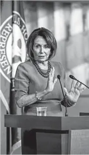  ?? ZACH GIBSON/GETTY ?? House Speaker Nancy Pelosi was in the delegation that went to Jordan over the weekend.