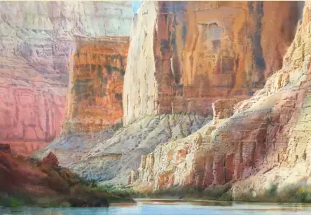  ??  ?? 1. Mark Sublette Medicine Man Gallery, Bright Angel Morning View, acrylic on canvas, 40 x 60”, by Merrill Mahaffey.