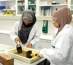  ??  ?? TAFE students conduct a study in a lab.