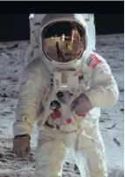  ??  ?? Buzz Aldrin standing on the surface of the moon during the Apollo 11 moonwalk