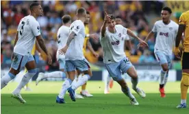  ?? Photograph: Neville Williams/Aston Villa FC/Getty Images ?? Pau Torres celebrates scoring Aston Villa’s equaliser two minutes after Wolves had taken the lead.