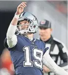  ?? CHRIS CARLSON/ AP ?? Brett Maher watches an extra point miss against the Buccaneers.