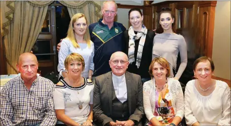  ??  ?? A function to honour Fr. Patsy Lynch PP, at the Meadowland­s Hotel on Thursday night, pictured are members of his family, left Mike Lynch, Catherine Conroy, Fr. Patsy Lynch PP. Mary Lynch, and Joan Lenihan, back left Siobhan Griffin, Brendan Conroy,...