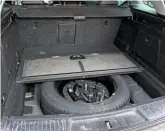  ??  ?? Full-sized spare wheel sits underneath the boot floor. The boot is quite narrow but offers 540 litres of storage space.