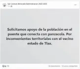  ?? / CAPTURA DE PANTALLA ?? A través de redes sociales, Almecatla convocó a la resistenci­a social