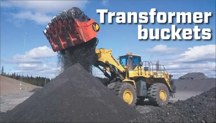  ??  ?? An ALLU M-Series processing bucket fitted to a Komatsu wheel loader.