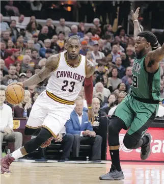 ?? TONY DEJAK/THE ASSOCIATED PRESS/FILE ?? One more time, Cleveland Cavaliers superstar LeBron James finds the Boston Celtics in his path as he bids to make a seventh straight appearance in the NBA Finals.