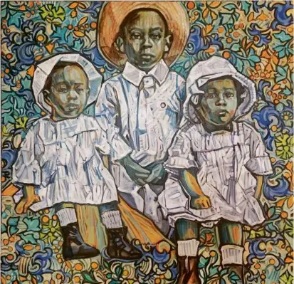  ?? RI BLACK HERITAGE SOCIETY ?? This 2021 Beck Lane painting is from an original photo of the Barclay children, circa 1913.