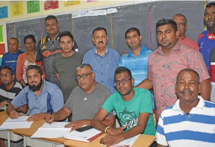  ?? Photo: Waisea Nasokia ?? Members of the Nadi Footbal Associatio­n at Nadi Sangam Primary School on February 19,2020 .