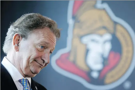  ?? TONY CALDWELL ?? Sens owner Eugene Melnyk had an Ottawa reporter booted from the team’s charter flight Friday when Postmedia’s Ken Warren was denied access following Ubergate.