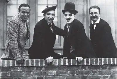  ??  ?? Douglas Fairbanks, Sir Harry Lauder, Sir Charlie Chaplin, Sydney Chaplin (Charlie’s brother).