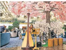  ?? ?? Harfenmusi­k unterm künstliche­n Baum im Waldorf Astoria.