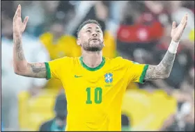  ?? The Associated Press ?? Silvia Izquierdo
Led by Neymar, celebratin­g a goal in World Cup qualifying in March, Brazil is the betting favorite for this year’s tournament.