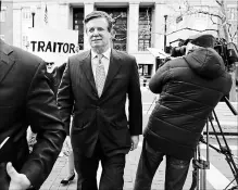  ?? JACQUELYN MARTIN THE ASSOCIATED PRESS FILE PHOTO ?? Paul Manafort,leaves the Alexandria Federal Courthouse after an arraignmen­t hearing in March. Manafort’s trial begins this week.