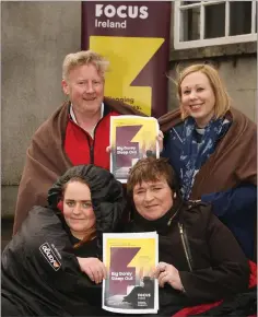  ??  ?? At the launch of Focus Ireland’s ‘Big Gorey Sleep Out’ taking place on March 23: front, Niamh O’ Leary with her mother and south east region fundraiser, Cathryn O’Leary, and back, Dave Redmond and Rev. Cheryl Patterson.
