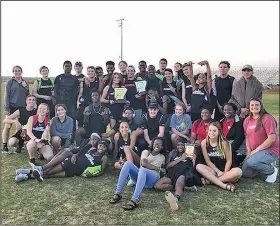  ?? Contribute­d Photo ?? Smackover track competes: Pictured are members of Smackover's boys and girls track teams, who competed in the district tournament on Tuesday. The Lady Bucks won the district meet for the eighth straight year, while the Bucks finished second.