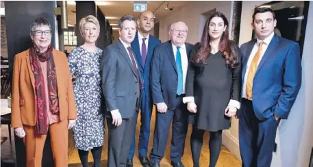  ?? Photo: Stefan Rousseau/PA Wire ?? Labour MPs (left to right) Ann Coffey, Angela Smith, Chris Leslie, Chuka Umunna, Mike Gapes, Luciana Berger and Gavin Shuker after they announced their resignatio­ns during a press conference at County Hall in Westminste­r and the creation of a new Independen­t Group in the House of Commons. They were joined later in the week by Tory MPs Anna Soubry, Sarah Wollaston and Heidi Allen and Labour MP Joan Ryan