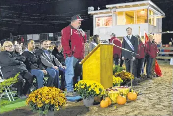  ?? LAWRENCE POWELL ?? Troy Emmett was chair of the 2017 4-H Nova Scotia Pro Show held in Lawrenceto­wn Sept. 29 to Oct. 1. He spoke at the opening ceremonies on the first day.