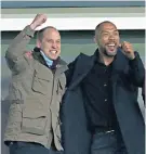  ??  ?? Princely finish: Midfielder Jack Grealish scores (top) to the delight of the watching Duke of Cambridge and former Villa striker John Carew