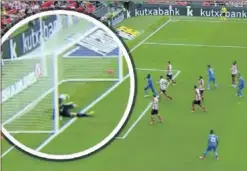  ??  ?? GOL FANTASMA. El polémico tanto de Molina en el Athletic-Getafe.