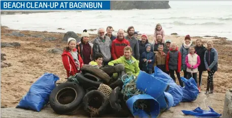  ??  ?? Graham Doyle of Hook Head Adventures in Fethard-on-Sea organised a clean-up of the Baginbun and Carnivan beaches on Tuesday morning after storms Ophelia and Brian had departed. A large amount of debris was removed by 20 volunteers and Graham treated them all to a free ice-cream courtesy of Hook Head Adventures.