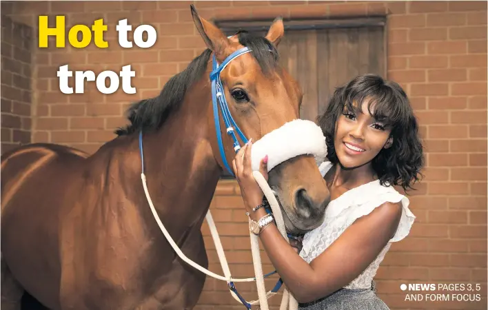  ?? Picture: Michel Bega ?? Takingthep­eace with model Mandy Kgobe this week at Mike de Kock’s at the North Rand Training Centre, Randjesfon­tein, ahead of the G-Bets Gauteng Summer Cup today at Turffontei­n Racecourse. The race will be televised live on Tellytrack, DStv channel 239.