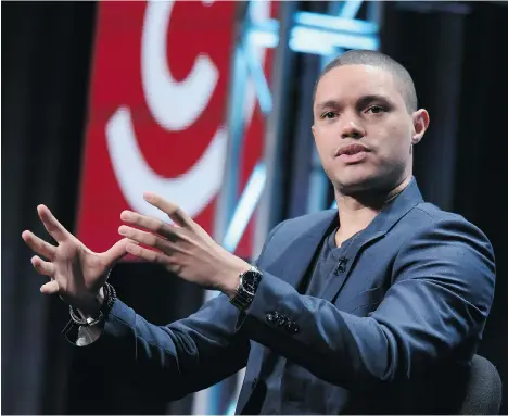  ?? RICHARD SHOTWELL/INVISION/THE ASSOCIATED PRESS ?? Trevor Noah was self-assured and relaxed in front of TV critics, politely dismissing the controvers­y over Twitter jokes he made in the past.
