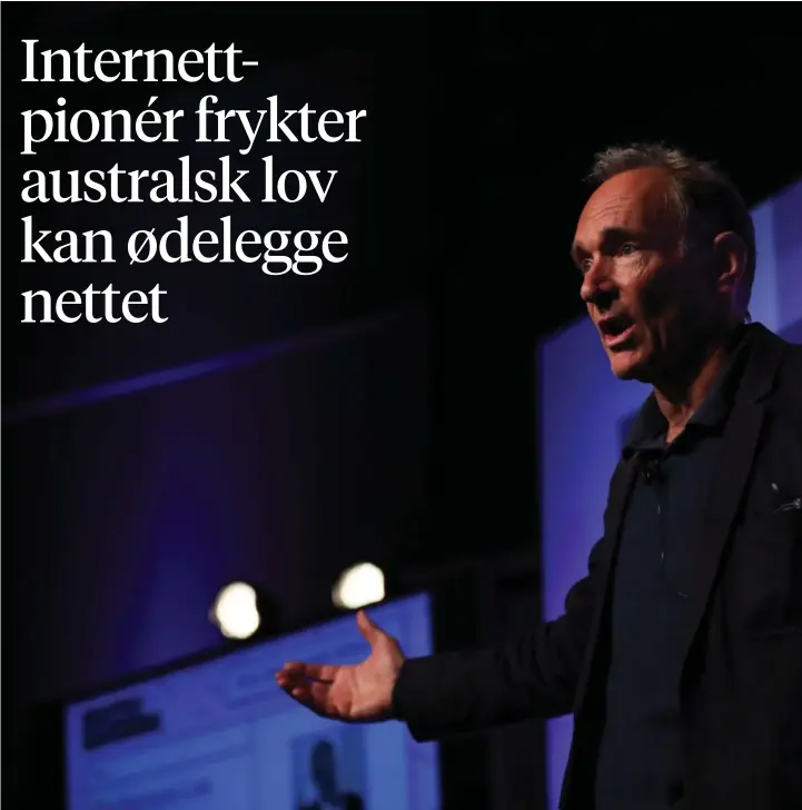  ??  ?? Briten Tim Berners-Lee, kjent som verdensvev­ens oppfinner, er bekymret for nettets fremtid.