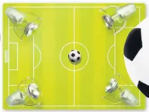  ??  ?? Footie pitch ceiling light, with four bulbs, currently reduced from £98.90 to £87.90, Lights.co.uk