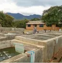  ??  ?? Aquacultur­e trial research facilities at Sokoine University of Agricultur­e overlooked by the scenic Uluguru mountains.