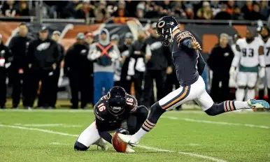  ?? GETTY IMAGES ?? Chicago Bears kicker Cody Parkey missed the game-winning field goal yesterday.