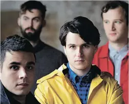  ??  ?? Ezra Koenig of Vampire Weekend, centre front, says the band regrets any misunderst­anding over the torching of a Saab 900 for a video.