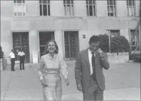  ?? ASSOCIATED PRESS FILE ?? Then Washington Post Publisher Katharine Graham and Executive Editor Ben Bradlee leave U.S. District Court in Washington June 21, 1971 , happy with Judge Gerhard A. Gesell’s ruling the paper could publish further articles based on the Pentagon papers...