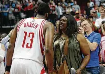  ?? Karen Warren / Houston Chronicle ?? James Harden makes his mother’s day with late-game heroics on both ends of the floor.