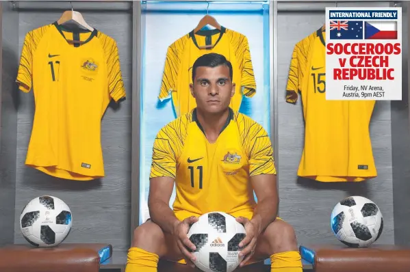  ?? Picture: ROBERT CIANFLONE/GETTY ?? TIGHT SQUEEZE: Andrew Nabbout has welcomed competitio­n for the Socceroos 23-man squad for the World Cup.