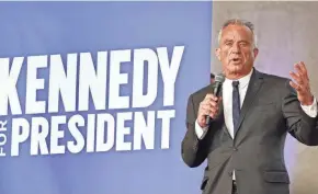  ?? ?? Seven months from the election, Robert F. Kennedy Jr. has the support of 12% of likely voters, according to a RealClearP­olitics poll average – not enough to make him a serious contender but more than enough to swing battlegrou­nd states.