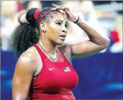  ?? AFP ?? Serena Williams reacts while competing against Anastasija Sevastova during the 2020 Fed Cup qualifier on Saturday in Washington.