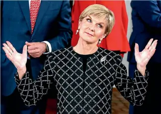  ?? PHOTO: REUTERS ?? Australian Foreign Affairs Minister Julie Bishop, in her designer suits and stiletto heels, cuts a striking figure on the world stage. She also happens to be one of Australia’s shrewdest and most driven politician­s.