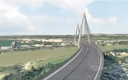  ??  ?? > An artist’s impression of part of the Welsh Government’s proposed Black Route of the £1bn M4 relief road