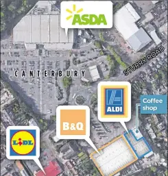  ??  ?? The three supermarke­ts will be in close proximity when the new Aldi opens in 2021