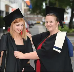  ??  ?? All smiles at the KCFE graduation ceremony in the Brandon Hotel, Tralee were Jessica Healy and Katriona Flynn from Tralee