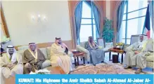  ??  ?? KUWAIT: His Highness the Amir Sheikh Sabah Al-Ahmad Al-Jaber AlSabah meets with Advisor at the Saudi Royal Court Prince Turki Bin Mohammad Bin Fahad Bin Abdulaziz Al Saud. —KUNA